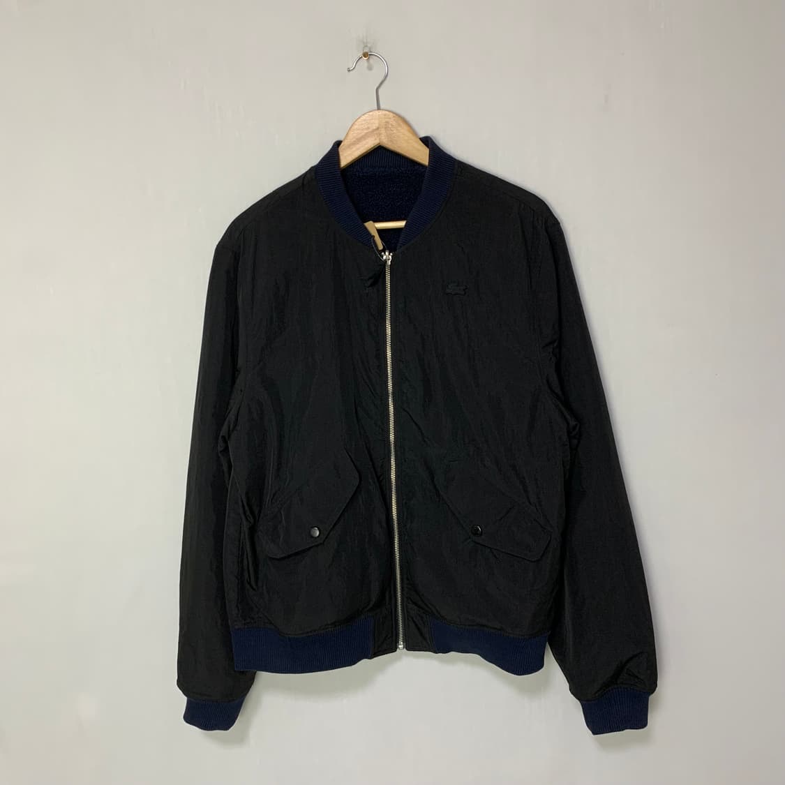 라코스테 빈티지 블랙 봄버 후리스 안감 자켓 블루종 상품이미지1