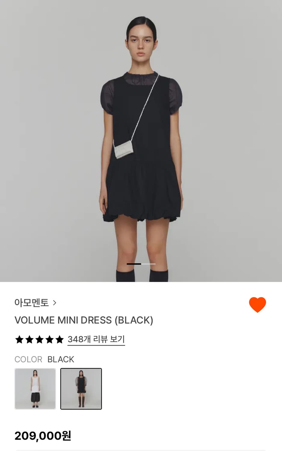 아모멘토 제니 원피스 볼륨 미니 드레스 블랙 0사이즈 상품이미지1
