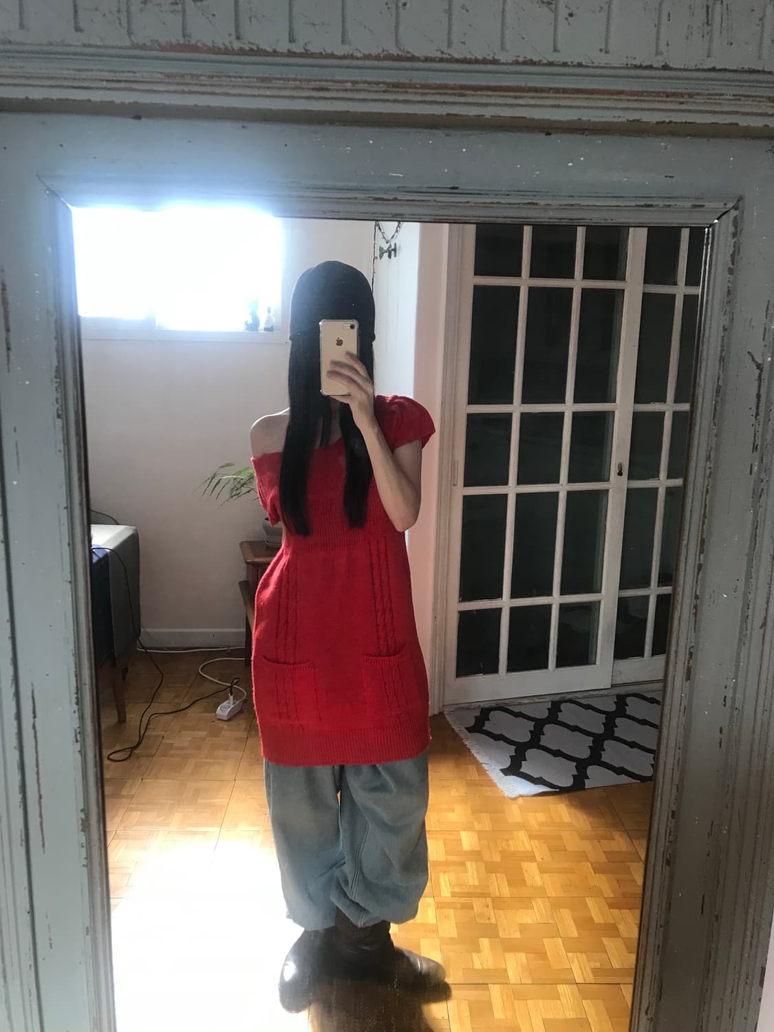 vintage red pocket knit one-piece 상품이미지3