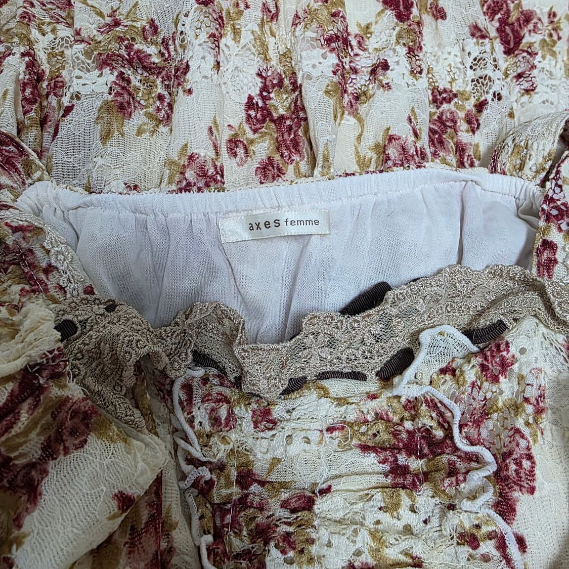 엑시즈팜 일본빈티지)플로럴 레이스 보헤미안 히메갸루st 민소매원피스 상품이미지4