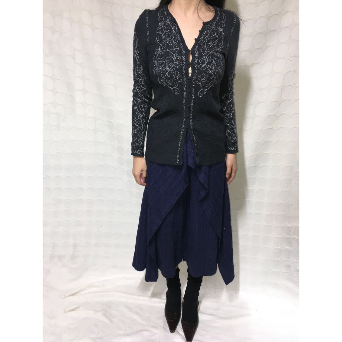 Kenzo 실버 스레드 위빙 디테일 니트 가디건 상품이미지3