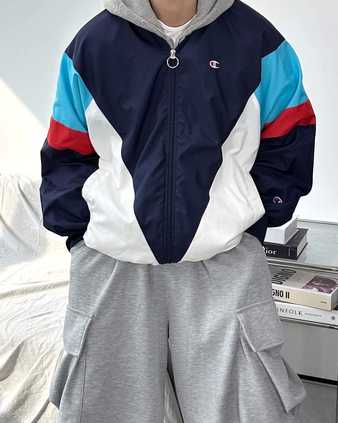 챔피온 90s 올드스쿨 배색 바람막이 L 상품이미지1