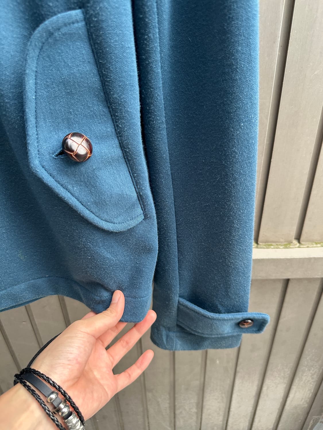 Chatty teal high neck horn button jacket 상품이미지4