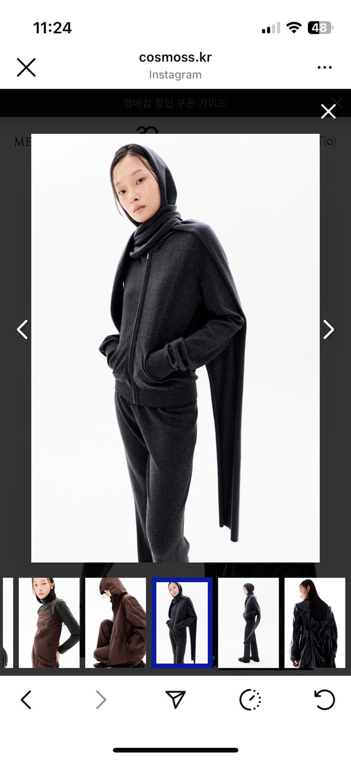 1회 착용) 코스모스 집업 차콜 스몰  상품이미지2