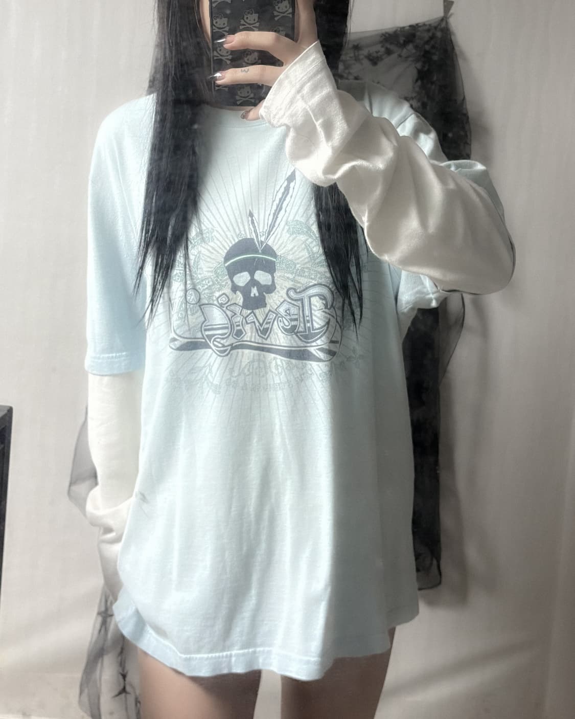 펑크 y2k 스컬 포인트 롱슬리브  상품이미지2