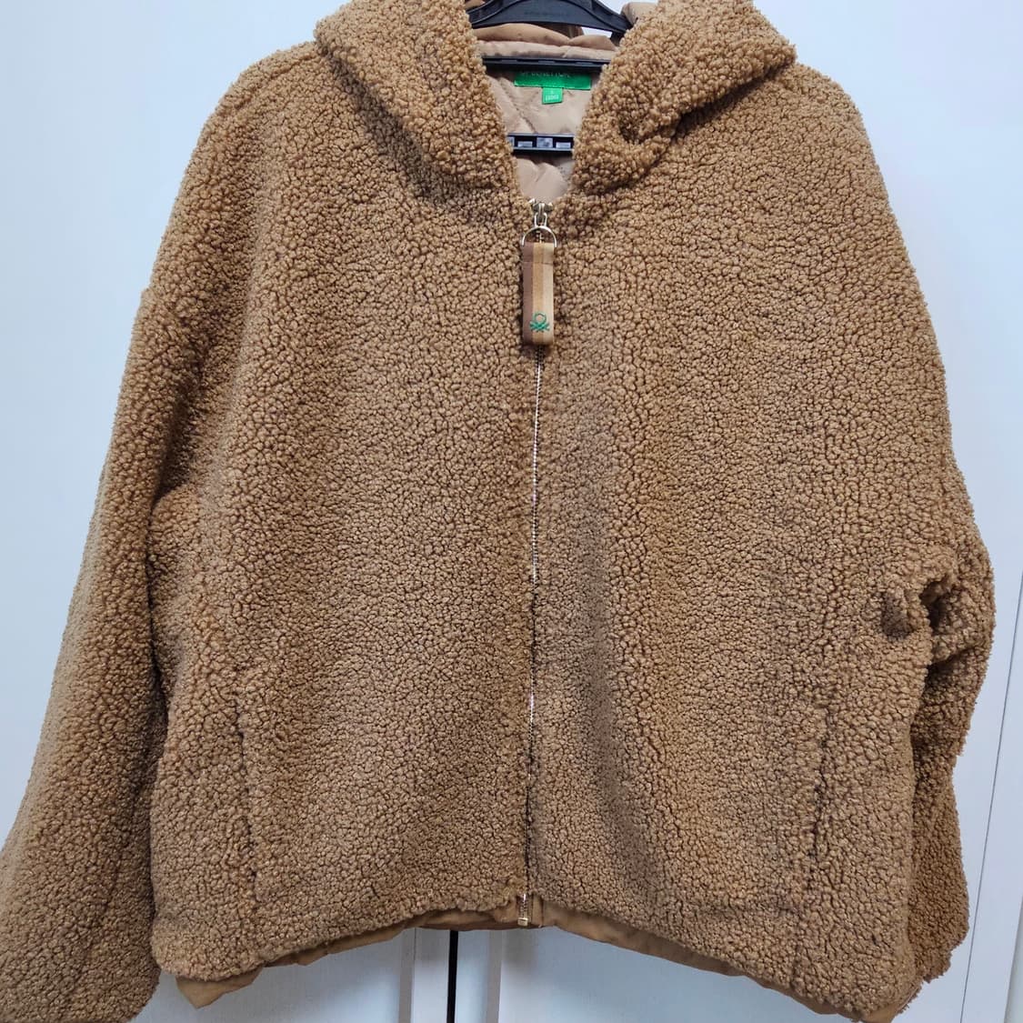 베네통 테디베어 패딩자켓 누빔 뽀글이 후드집업 L 상품이미지6
