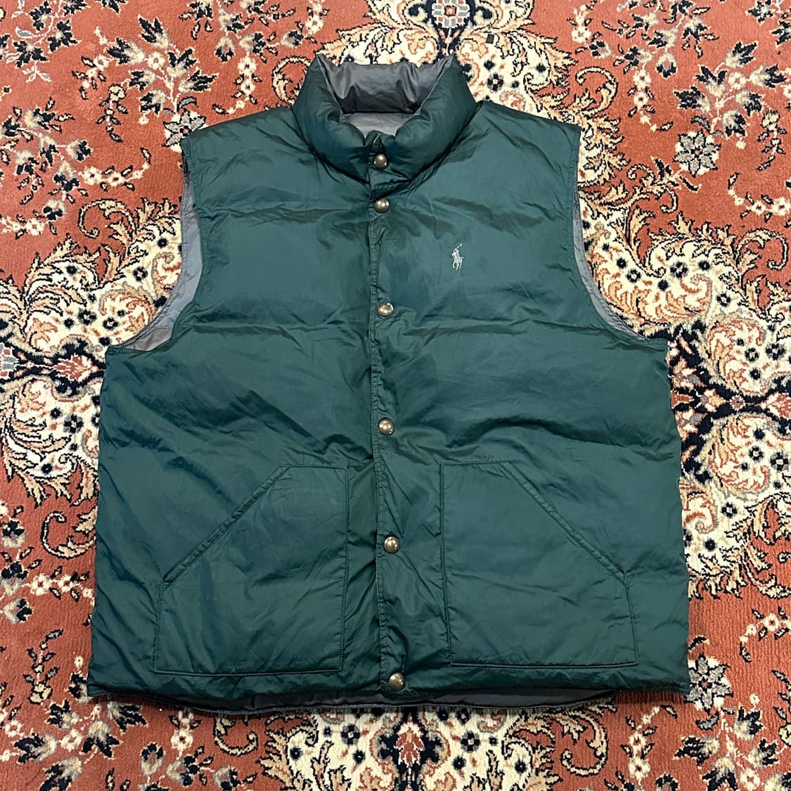 폴로 랄프로렌 패딩 조끼 리버시블 (XL) 카키 상품이미지6