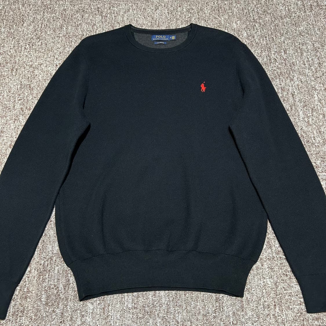 M) 폴로 랄프로렌 피마코튼 라운드넥 블랙 맨투맨 상품이미지2