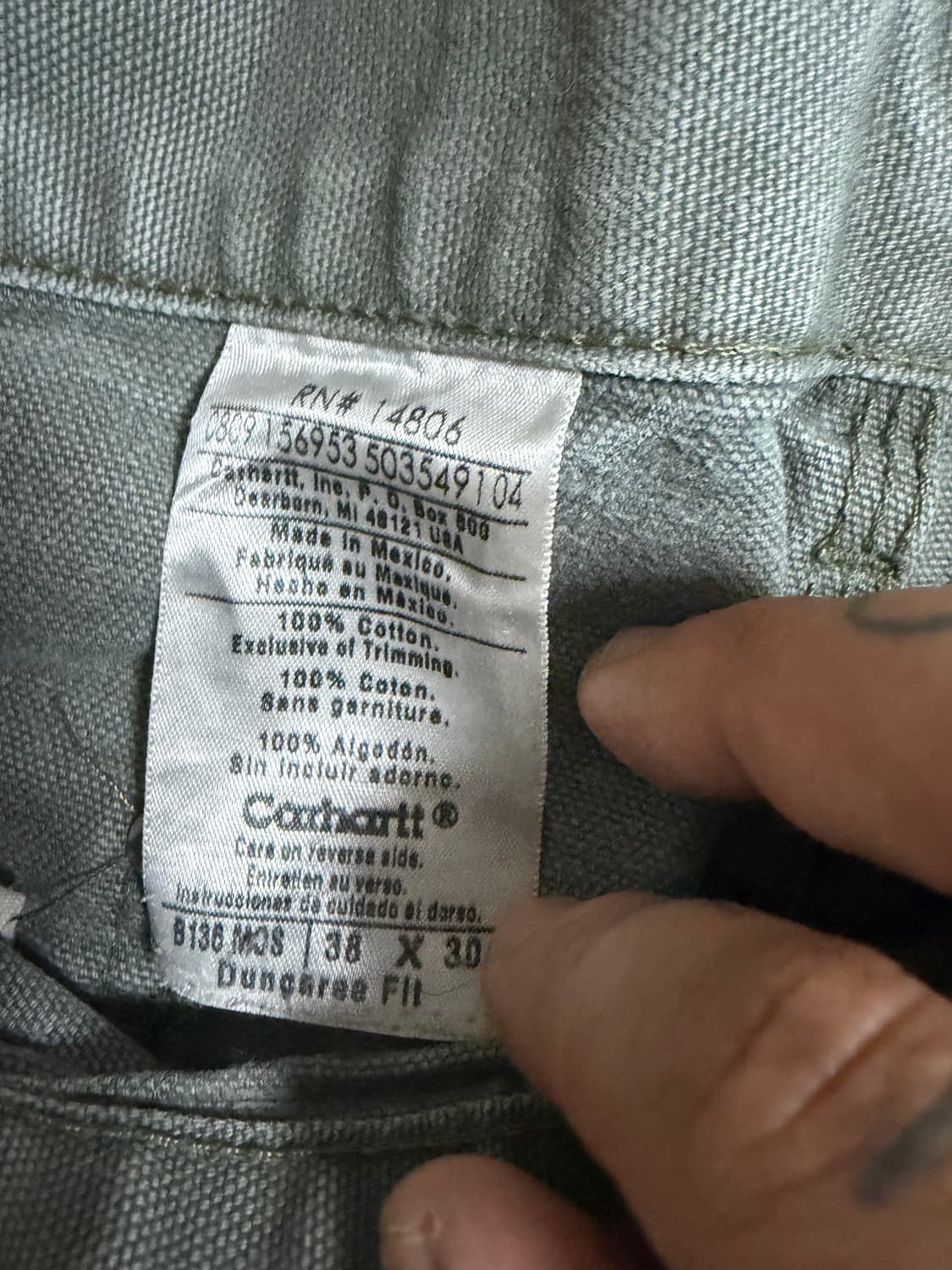 빈티지 칼하트 더블니 모스그린 36/30 상품이미지3