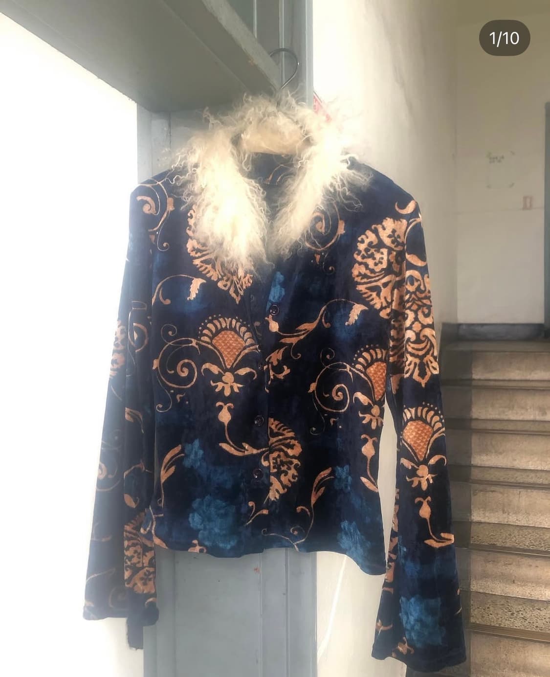 파우닝113 오리엔탈 페어리 퍼 빈티지 블루 가디건 크루빈티지 큐빈 상품이미지2