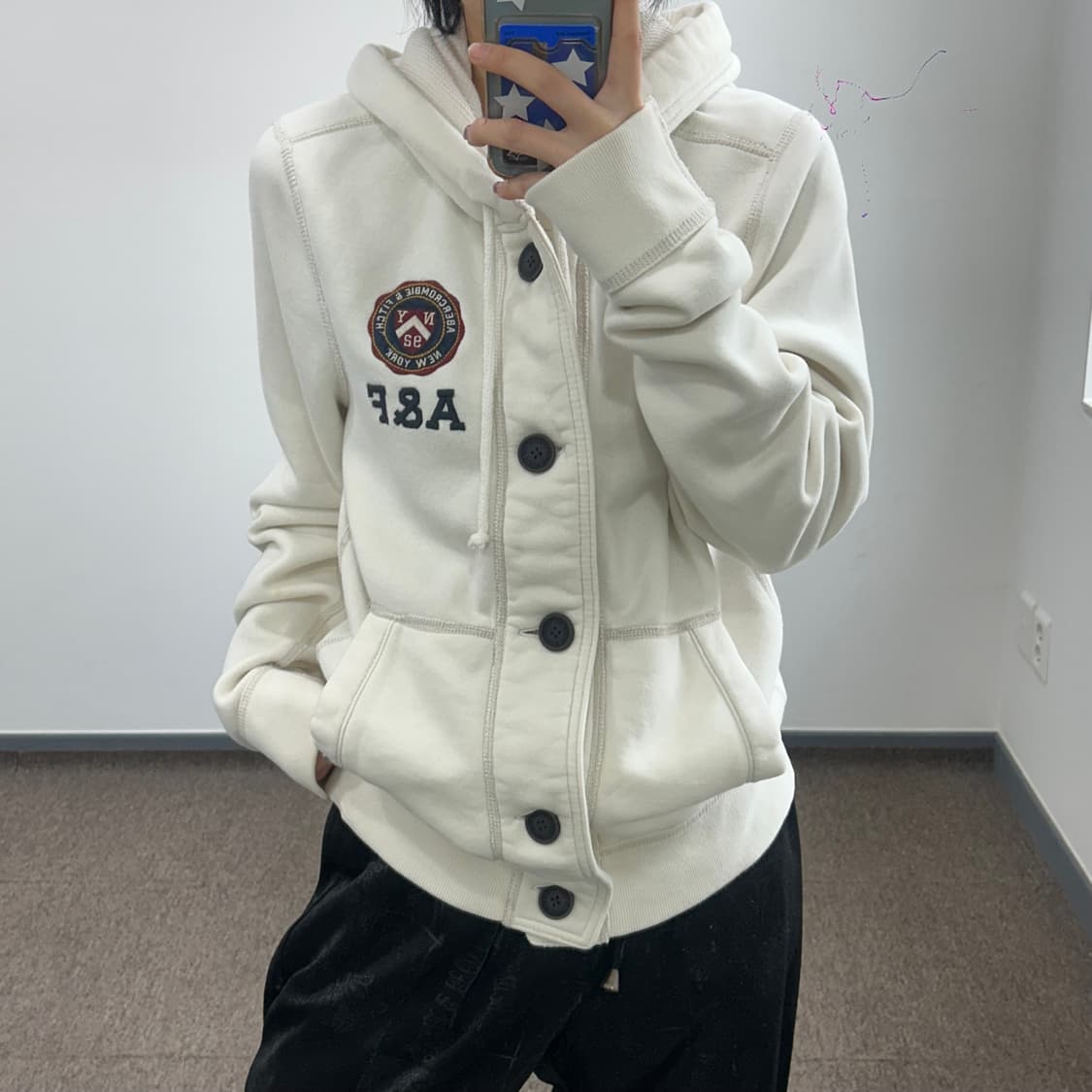 Abercrombie 아베크롬비 버튼업 아이보리 후드집업 상품이미지1