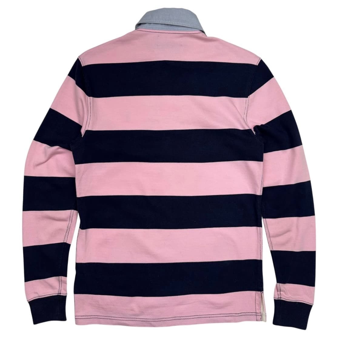 90s 두산 폴로 랄프로렌 핑크 네이비 스트라이프 럭비티 S 상품이미지4