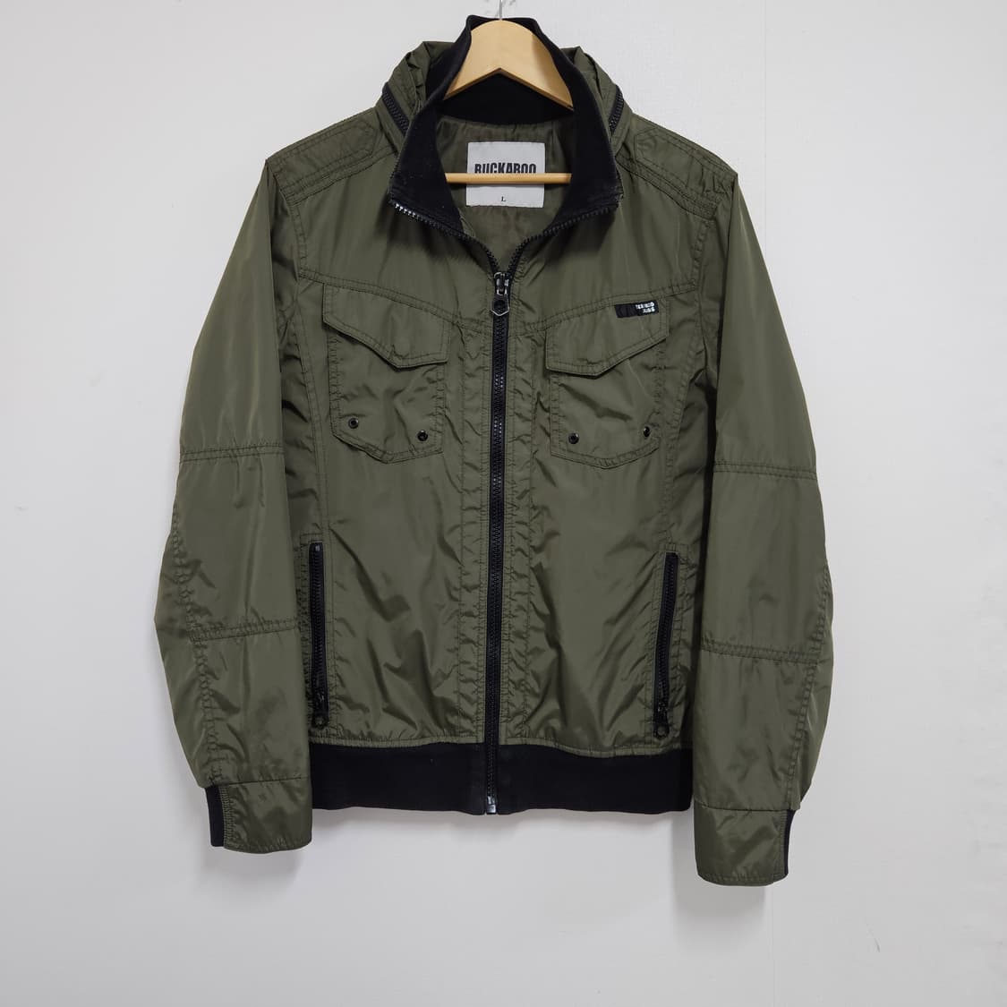 L 100 버커루 Y2K 바이커 바람막이 자켓 카키 상품이미지2