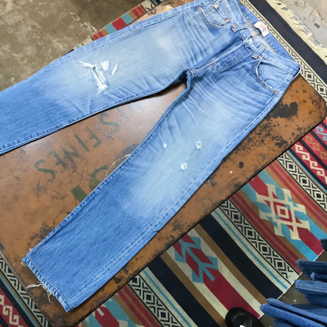 리바이스 501 연청 데미지 데님 팬츠 청바지 허리 27 28 사이즈 상품이미지4