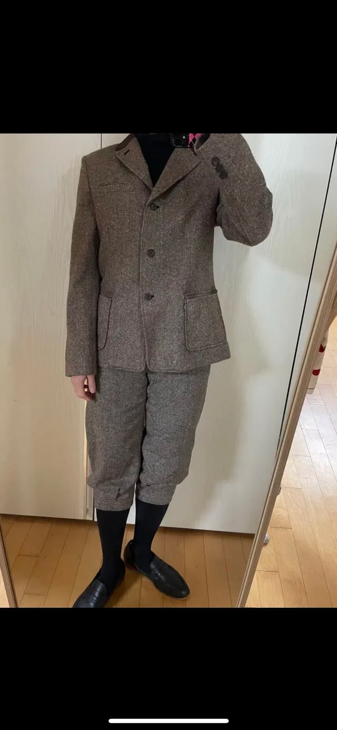 비꼴리끄 헤링본 브라운 자켓 팬츠 원피스 셋업 하객룩 승마복 라보빈티지 상품이미지6