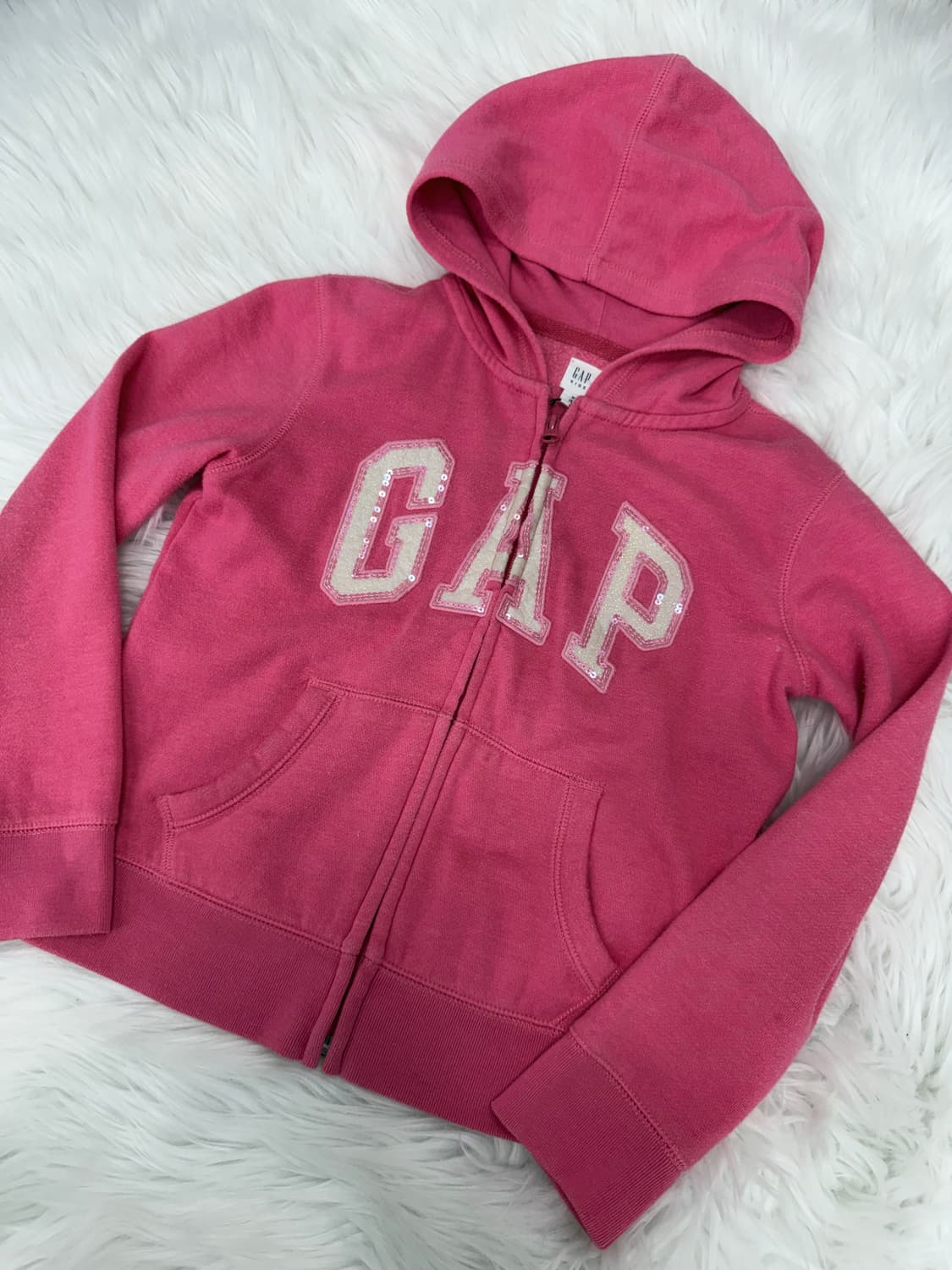 GAP hot pink crop hood zip-up 상품이미지3