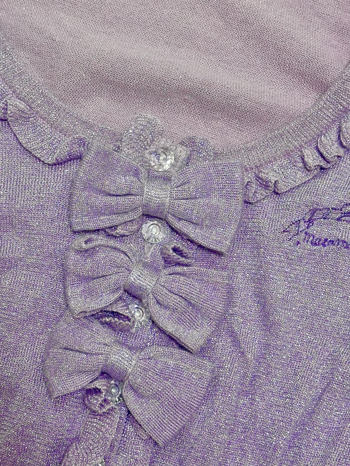 연보라 리본프릴 가디건 (히메갸루 / 로걀) 상품이미지3