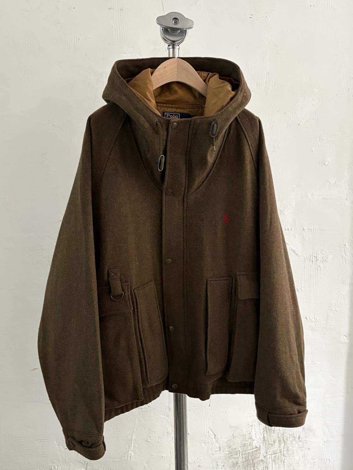 Polo 폴로 랄프로렌 90s 딥카키 컬러 울 후드 자켓 상품이미지2