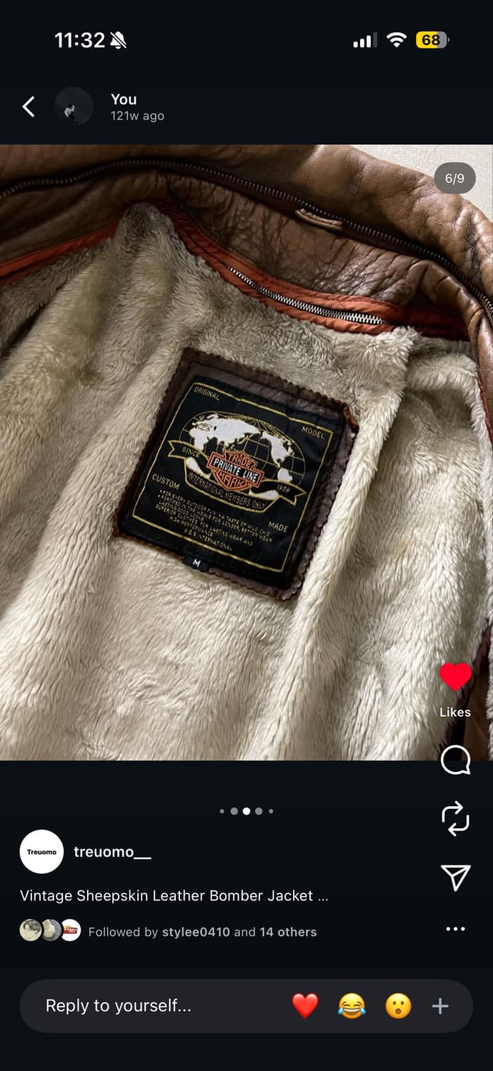 빈티지 양가죽 봄버자켓 M (실사있음) 상품이미지6