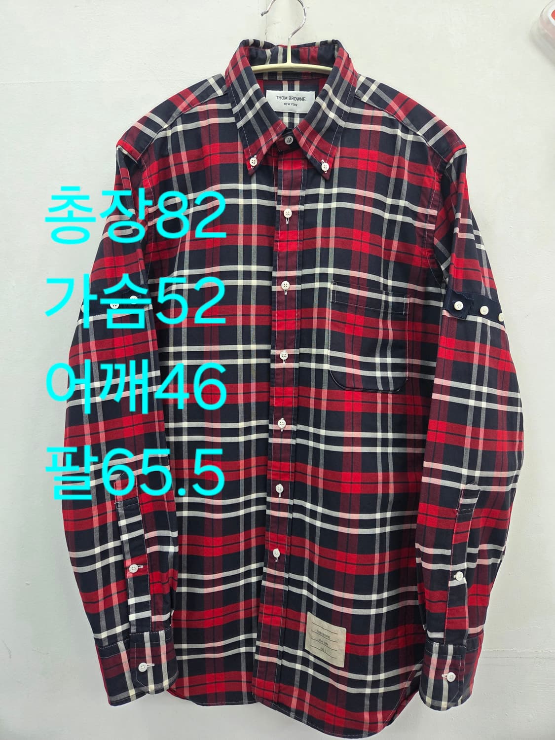 2사이즈 톰브라운 레드 체크 셔츠 암밴드 남성용 상품이미지2