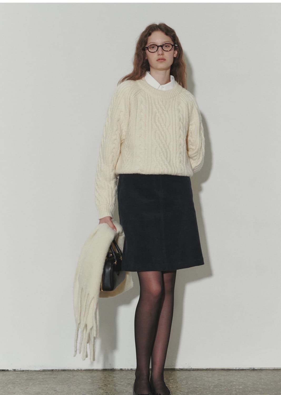 던스트 네이비 코듀로이 스커트 상품이미지1