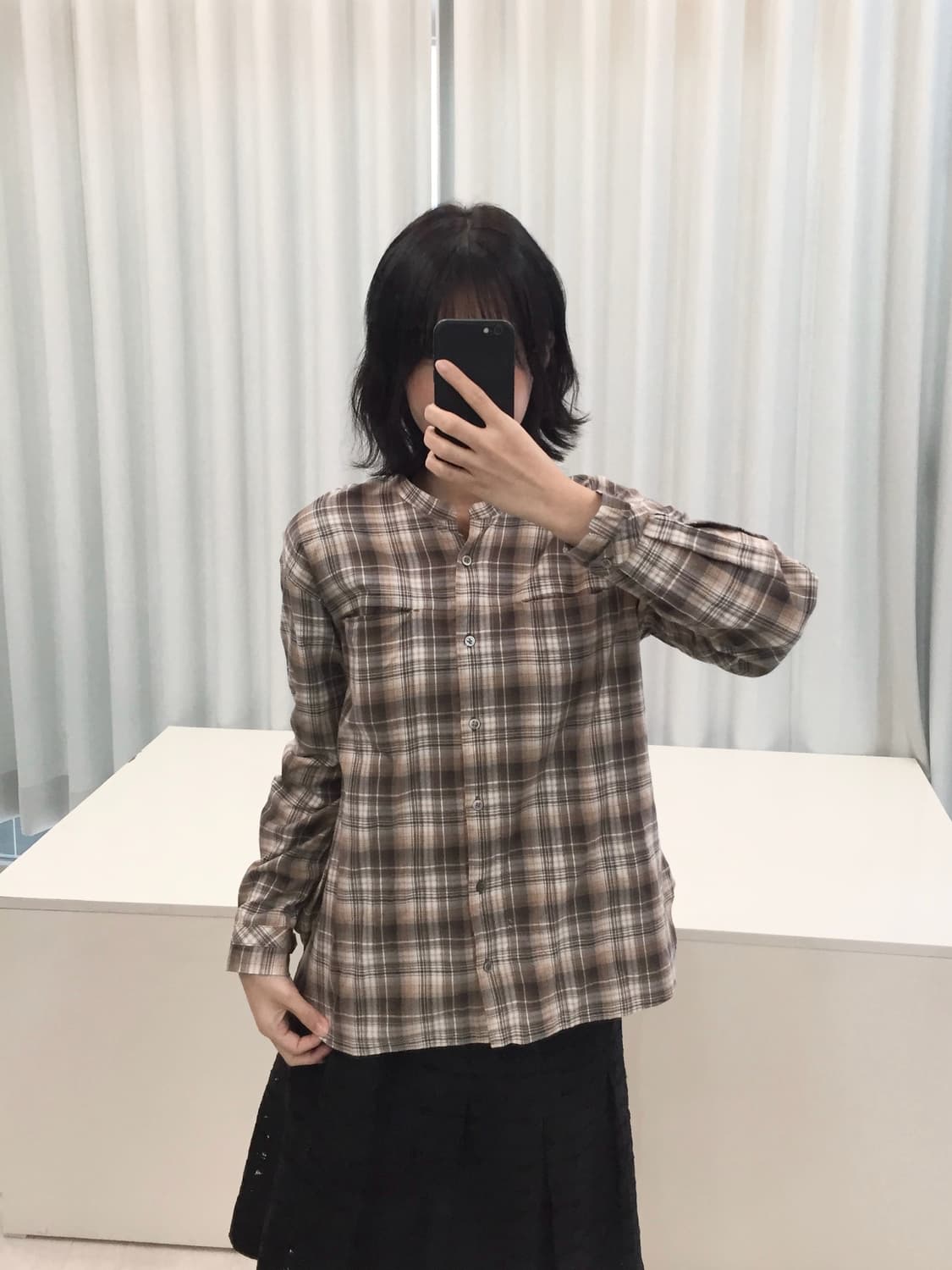 빈티지 모카 체크 셔츠 상품이미지1