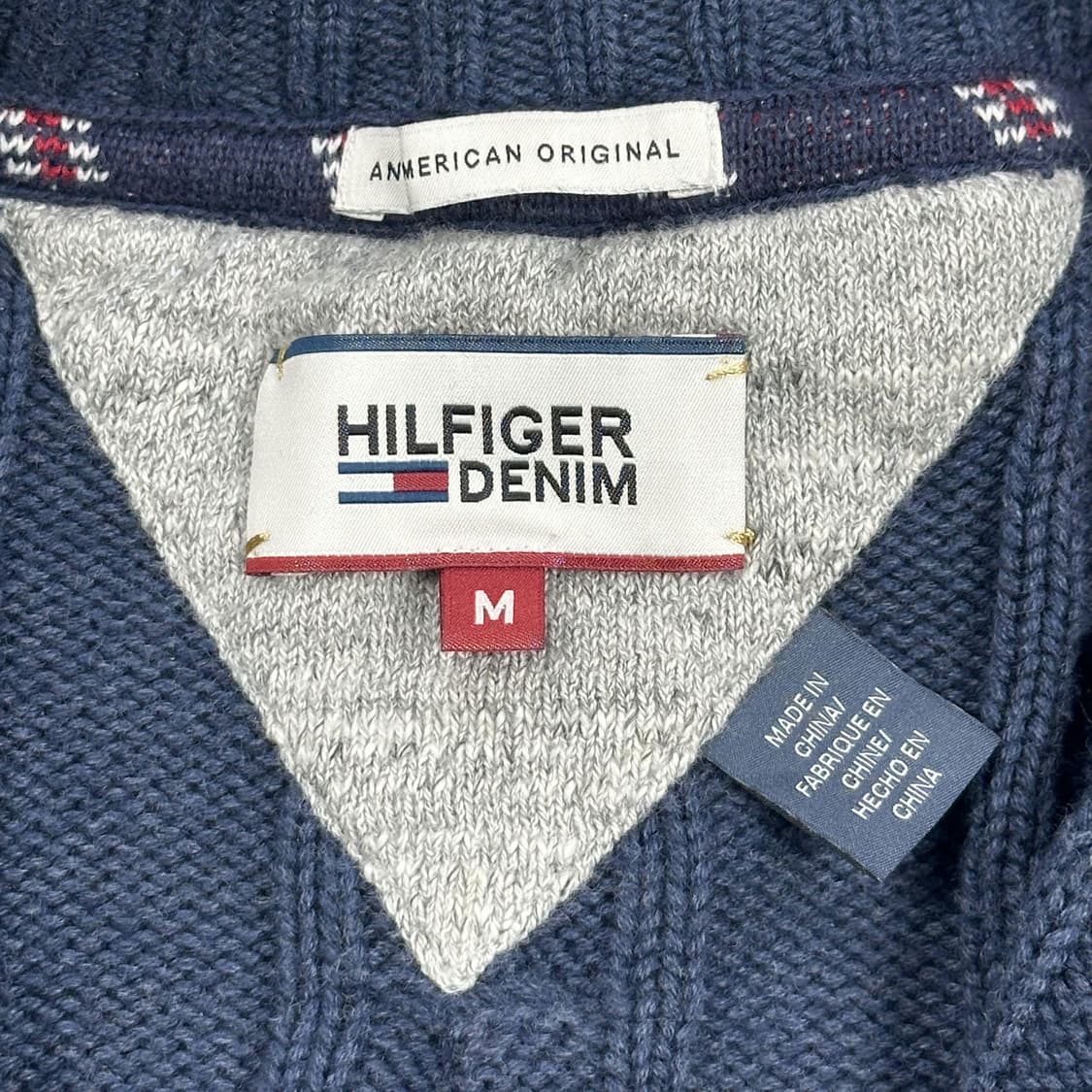 타미힐피거 플래그 네이비 꽈배기 니트 집업 (M) 상품이미지5