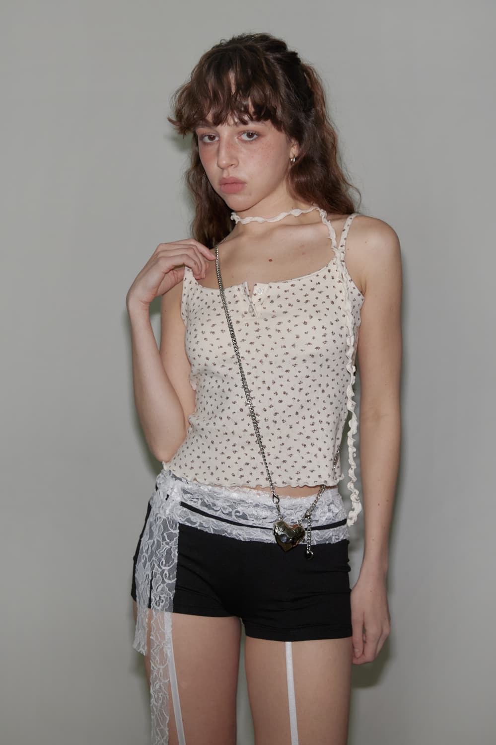 VENECY Floral Scarf Sleeveless Ivory 상품이미지2