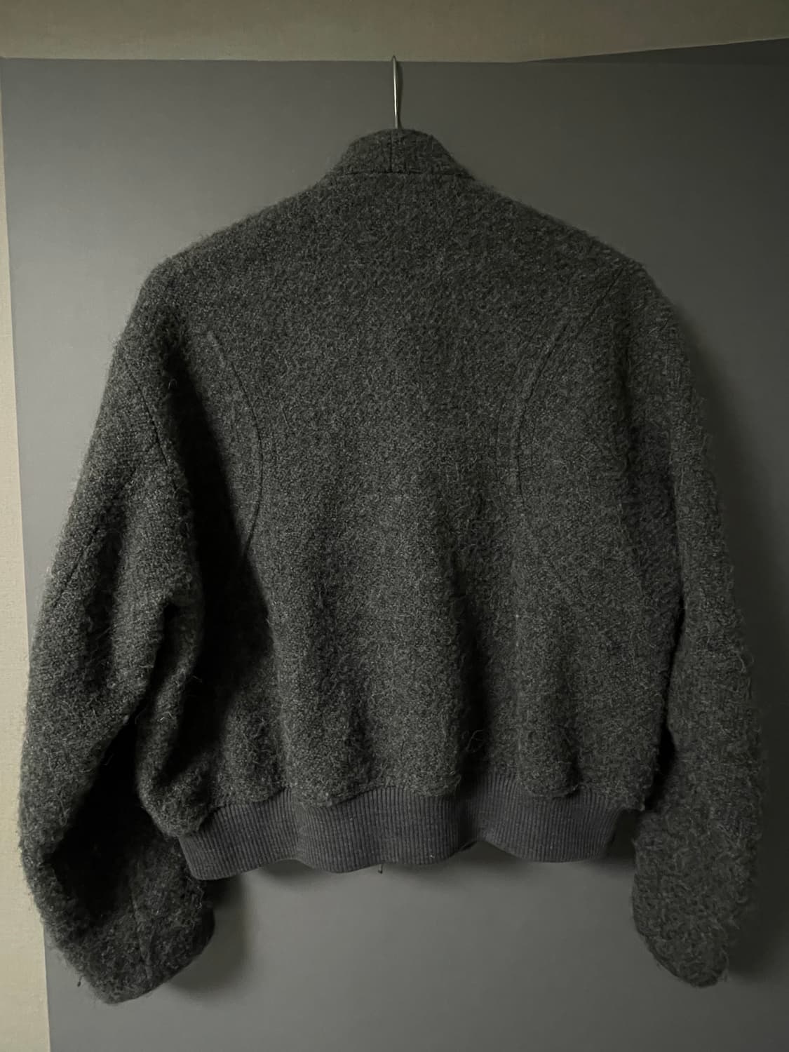 인터널 바인딩 숄 카라 점퍼 (멜란지차콜) 상품이미지3