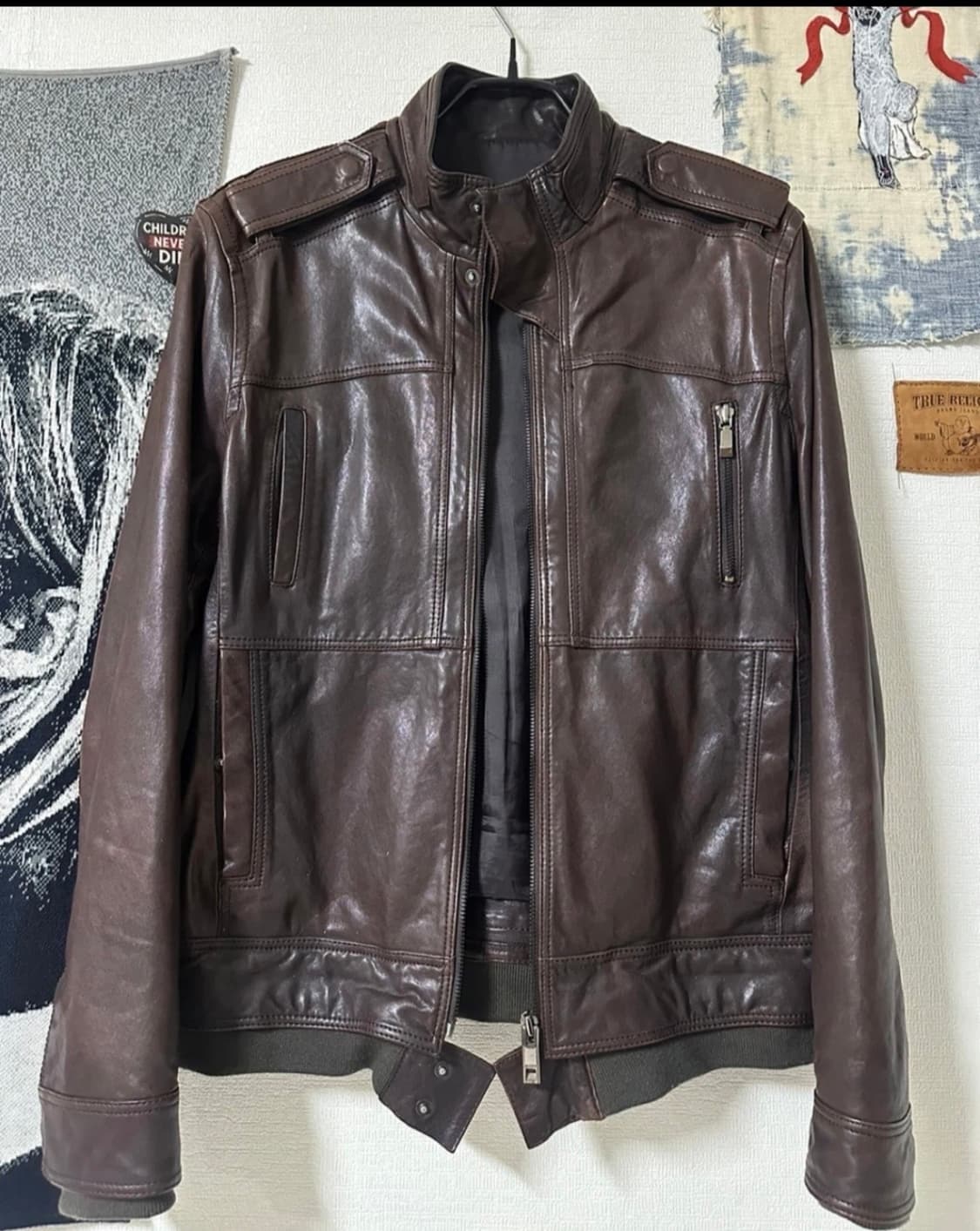 램스킨 하이넥 립 디태쳐블 기믹 레더자켓 상품이미지2