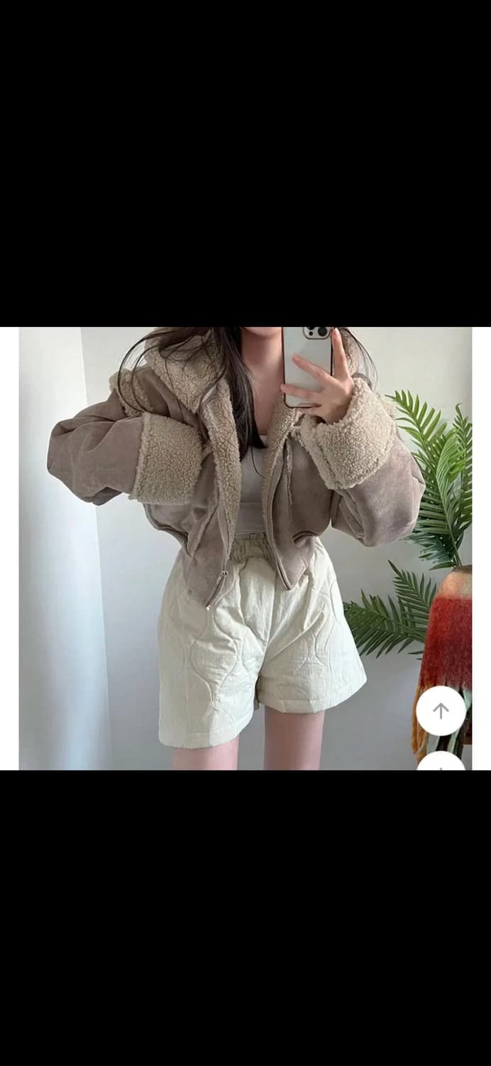 크롭 후드 무스탕 상품이미지2