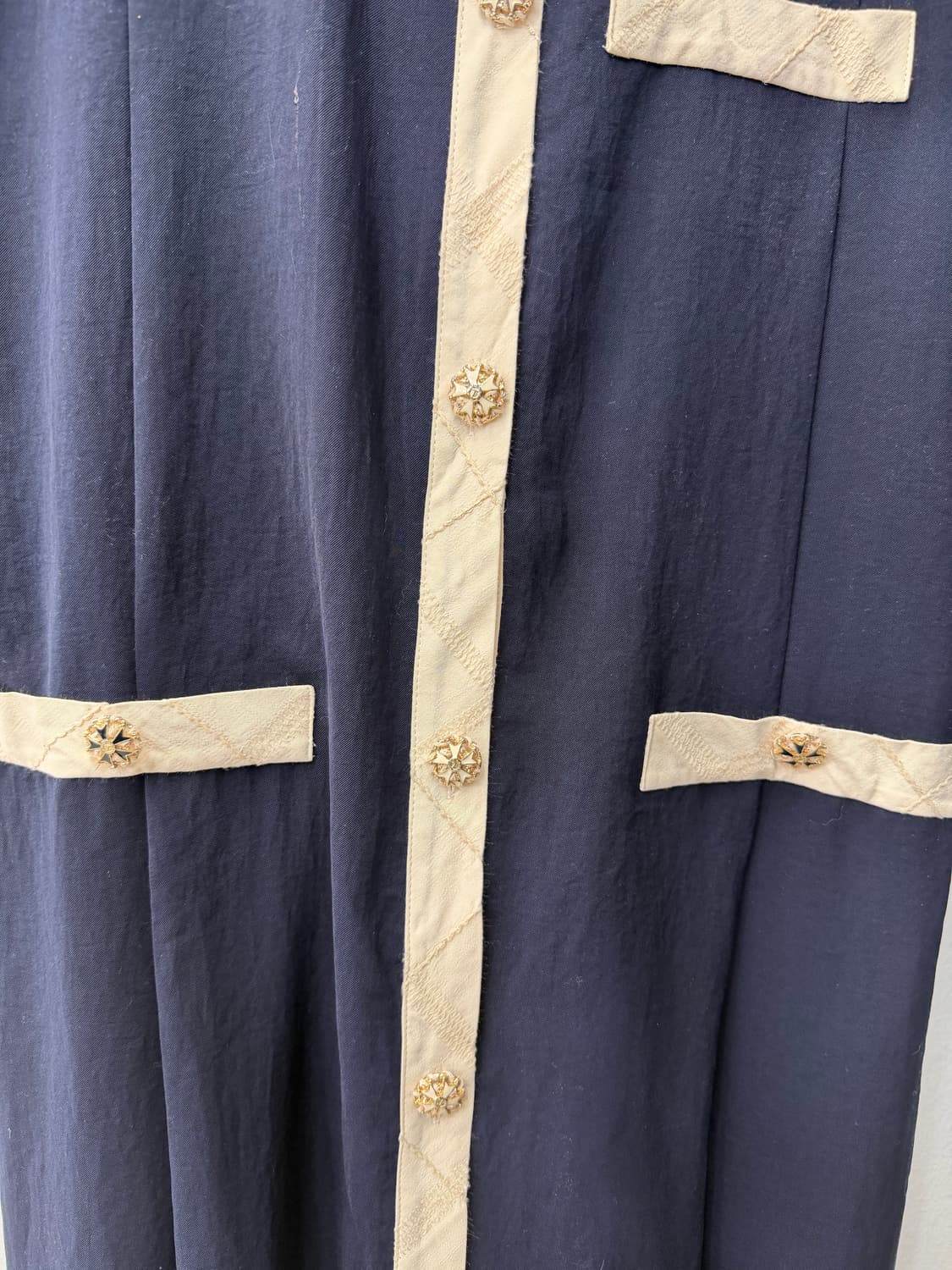 정품) TIME 한섬 네이비 카라 반팔 원피스 82 F 상품이미지4