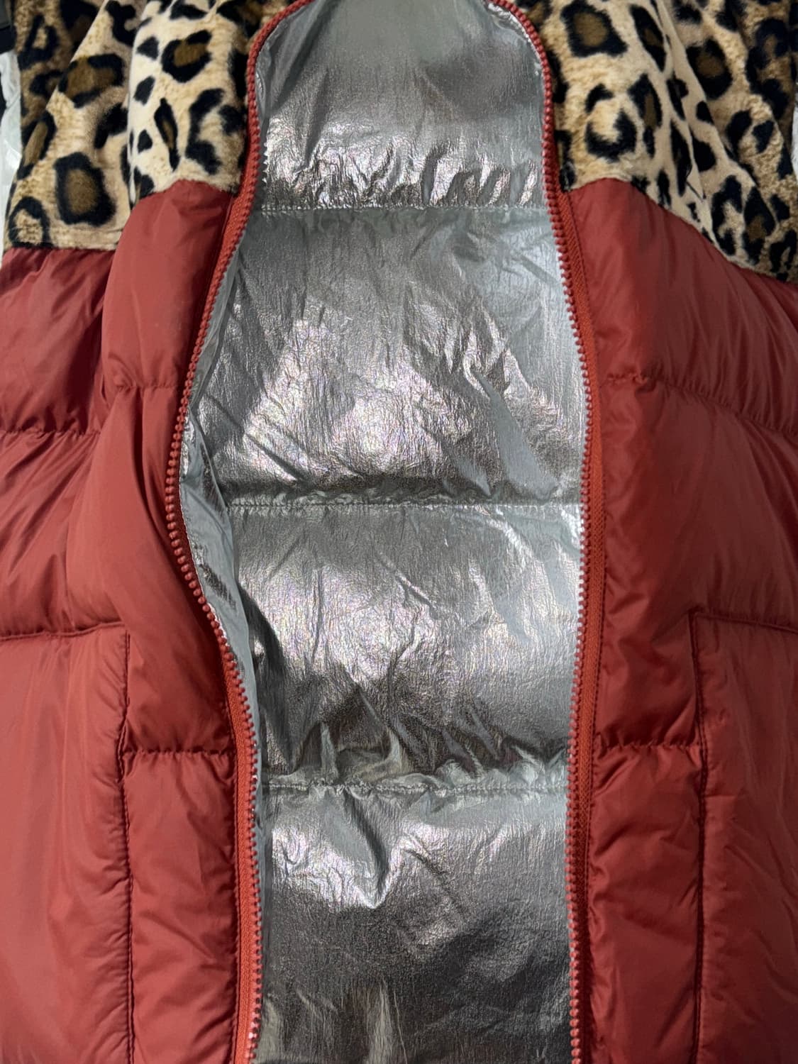 빈티지 호피 리버시블 패딩 조끼 S 상품이미지5