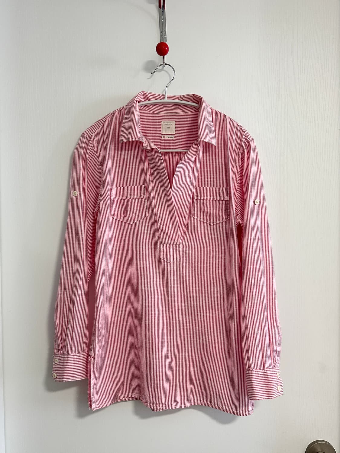 갭 레드 단가라 셔츠 상품이미지1