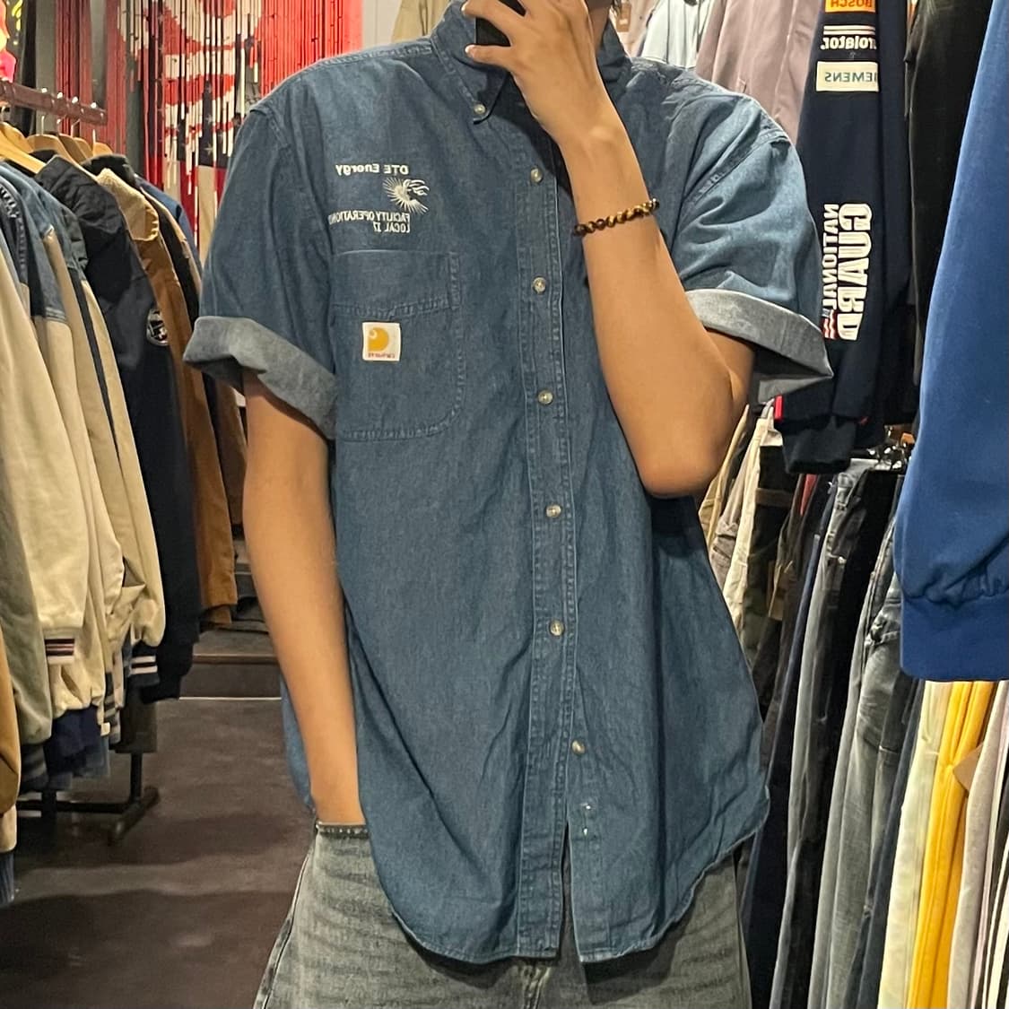 [IM] carhartt 칼하트 중청 데님 반팔셔츠 상품이미지5