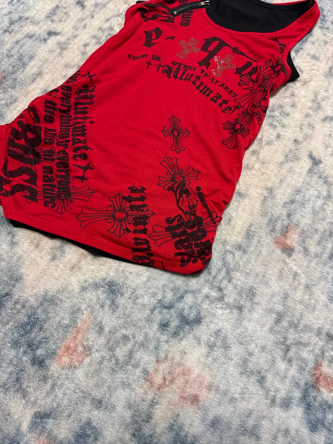 Rich or die gothic printing sleeveless 상품이미지6