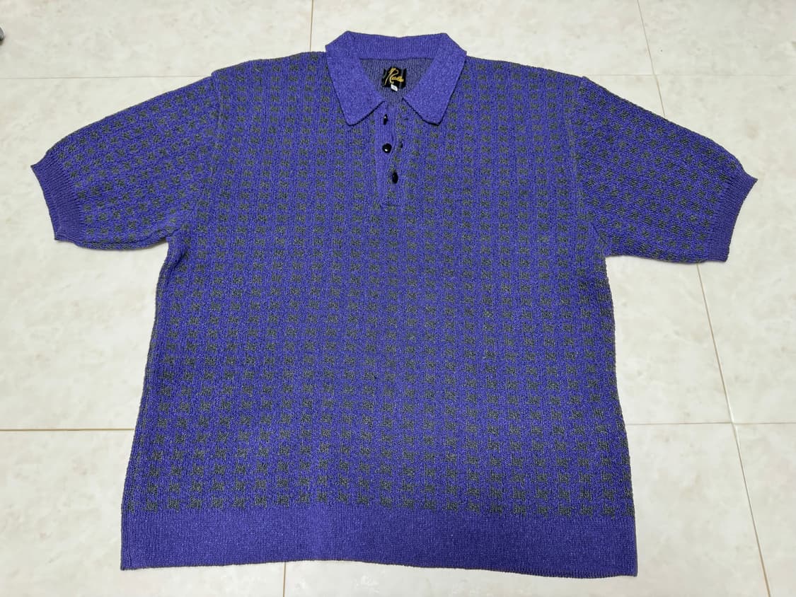 니들스 Polo Sweater - Houndstooth Purple L사 상품이미지3