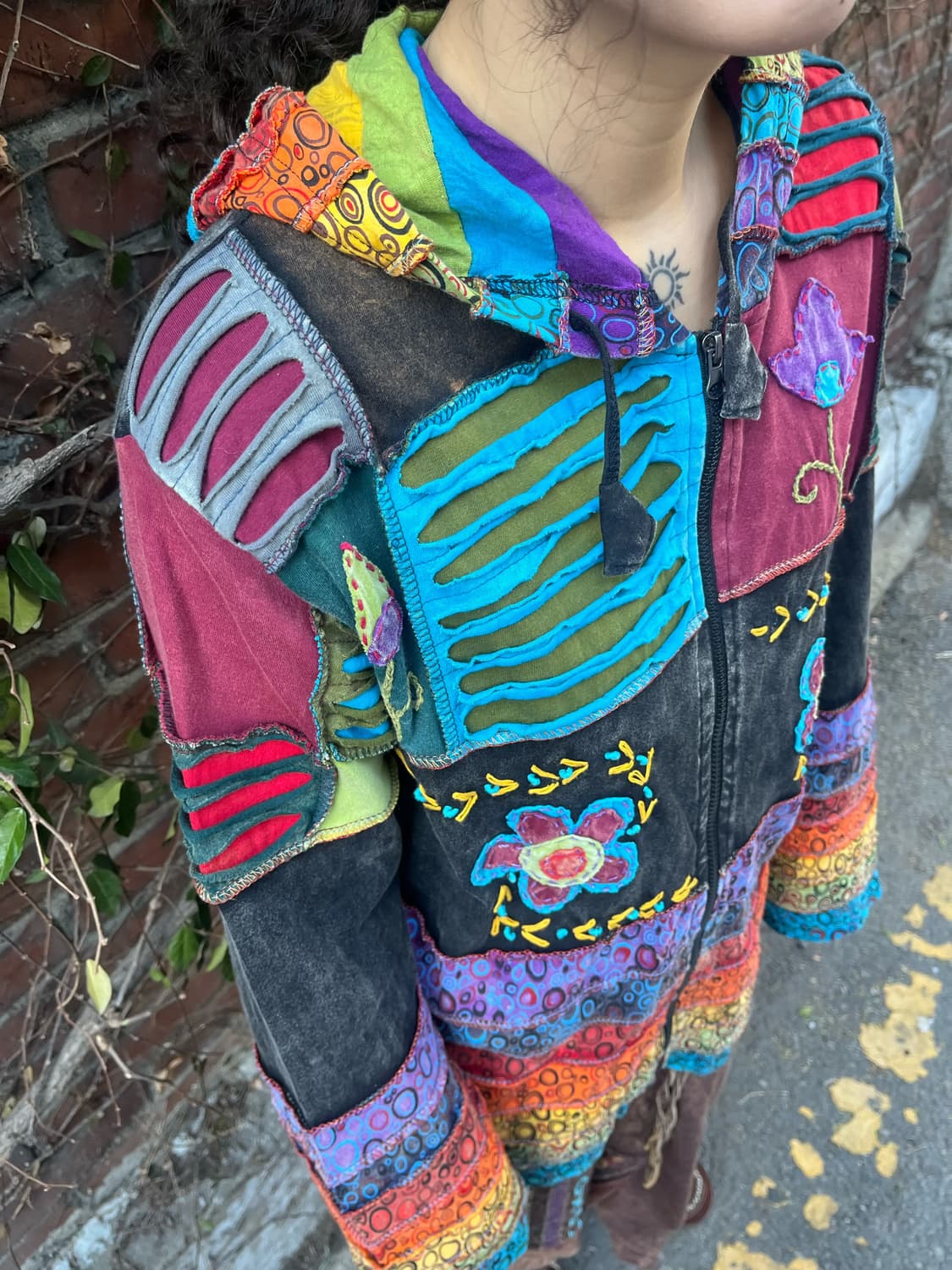 히피 패치워크 후드 집업 상품이미지4