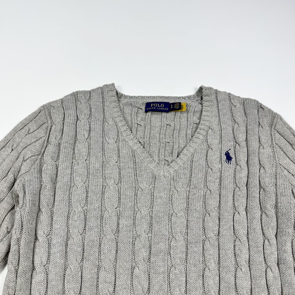 폴로 랄프로렌 여성 클래식 브이넥 케이블 니트 그레이 여성S 상품이미지2