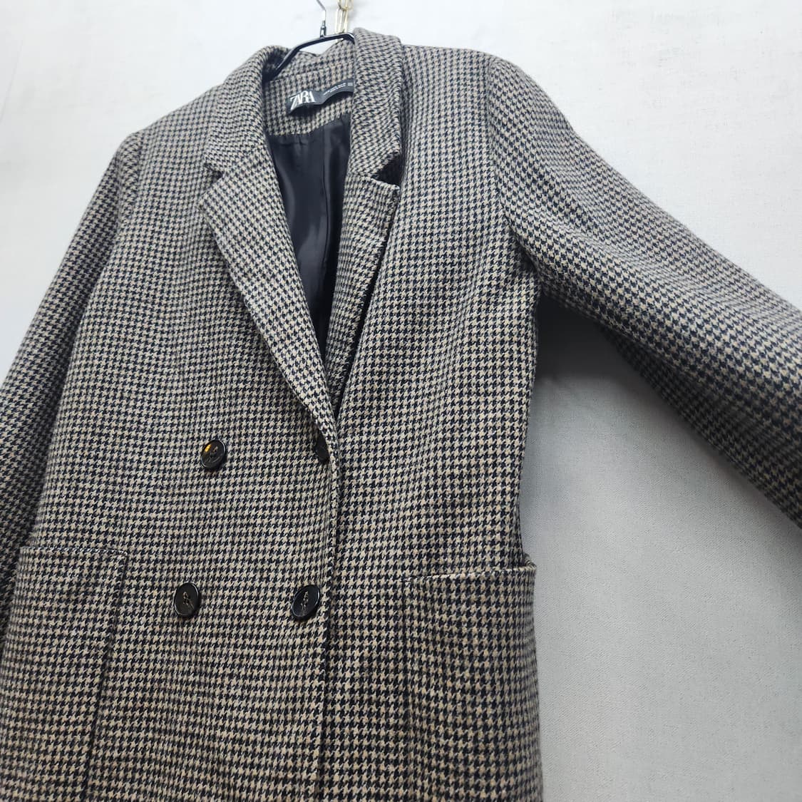 자라 하운드투스 체크 패턴 코트 M(M) 상품이미지3