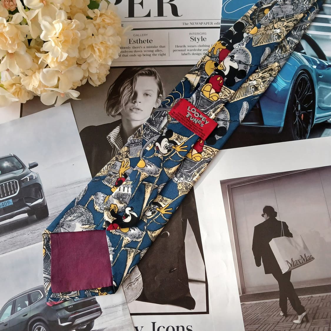 루니툰즈 실크 블루 미키 마우스 넥타이 10cm A+등급 A19356
 상품이미지3