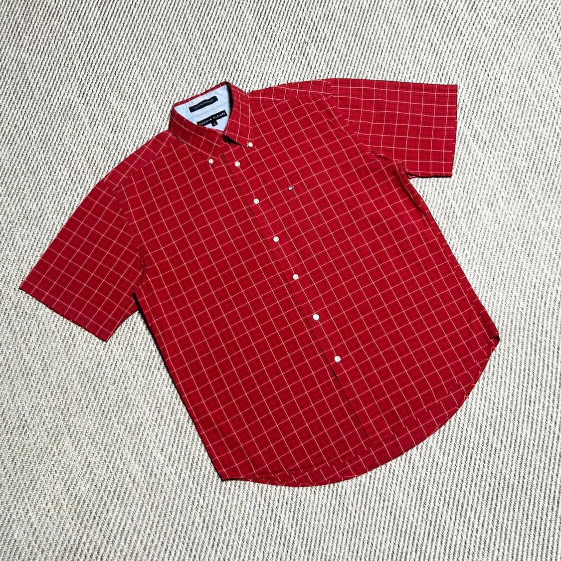 [XL] Tommy 타미힐피거 레드 반팔 체크 셔츠 상품이미지2