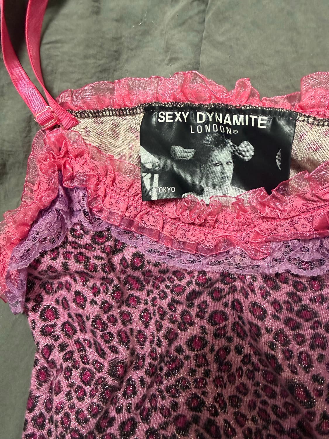 즉입/ 섹시 다이너마이트 갸루 대장 핑크호피 레이스 슬립빈티지 상품이미지2