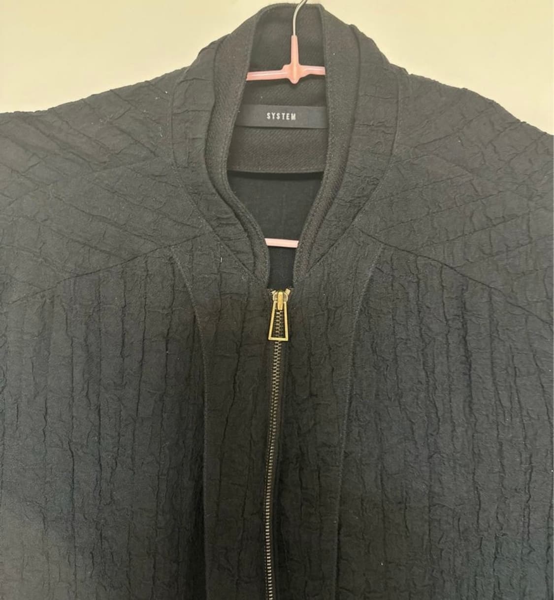 SYSTEM 블랙 텍스쳐 봄버 자켓 상품이미지5
