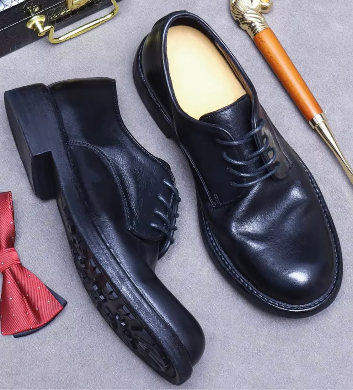 블랙 가죽 남성 수제 더비슈즈 상품이미지4