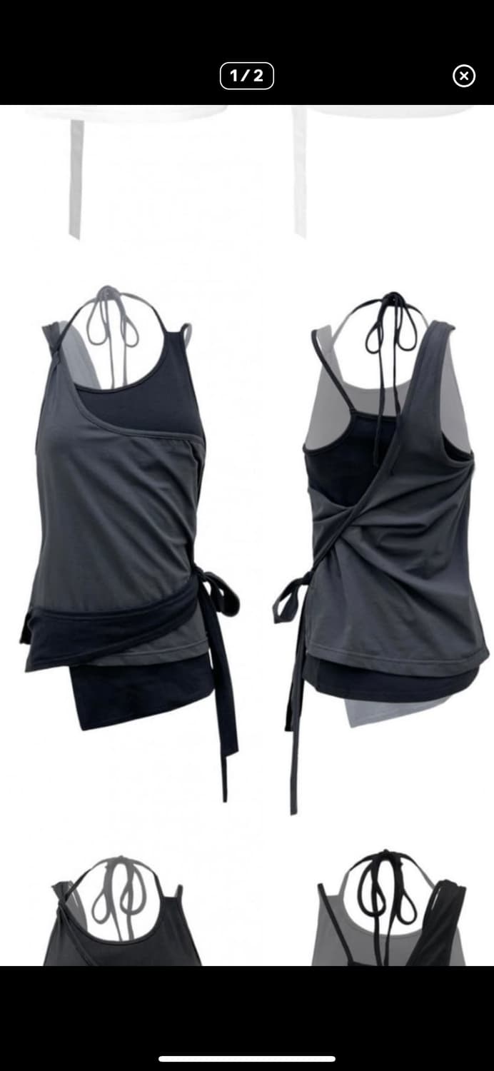 나체 멀티 레이어드 슬리브리스 차콜 상품이미지1