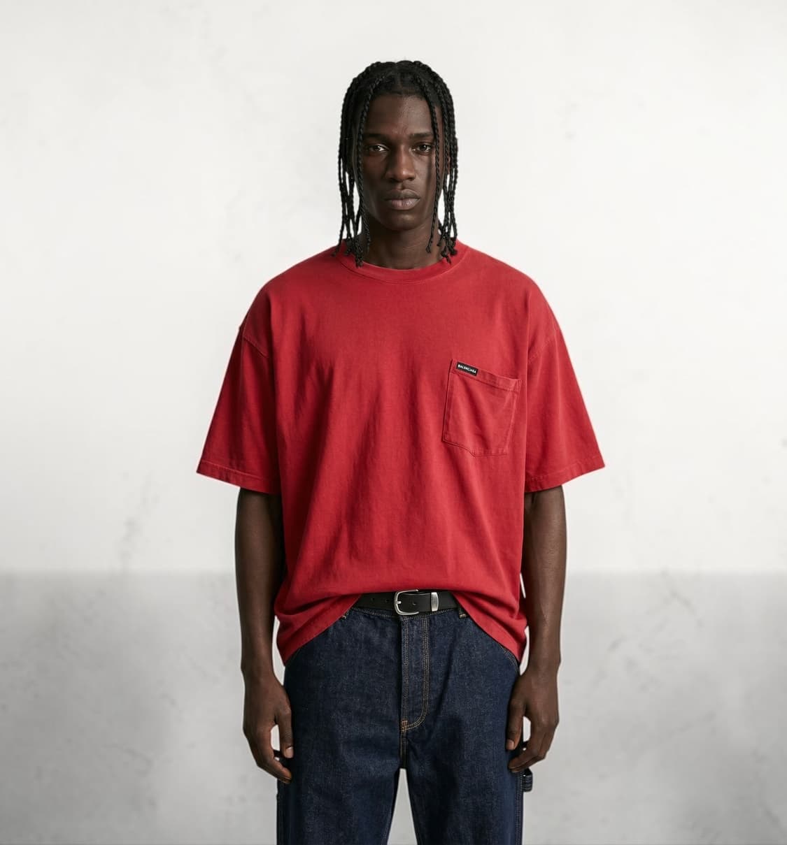 S/ 발렌시아가 루즈 포켓 백로고 반팔 상품이미지1