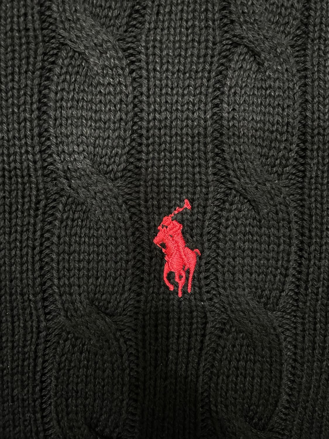 폴로 랄프로렌 케이블 니트 코튼 스웨터 블랙 상품이미지5