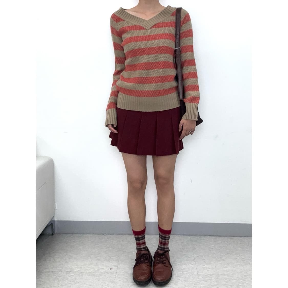빈티지 버건디 플리츠 스커트 상품이미지1