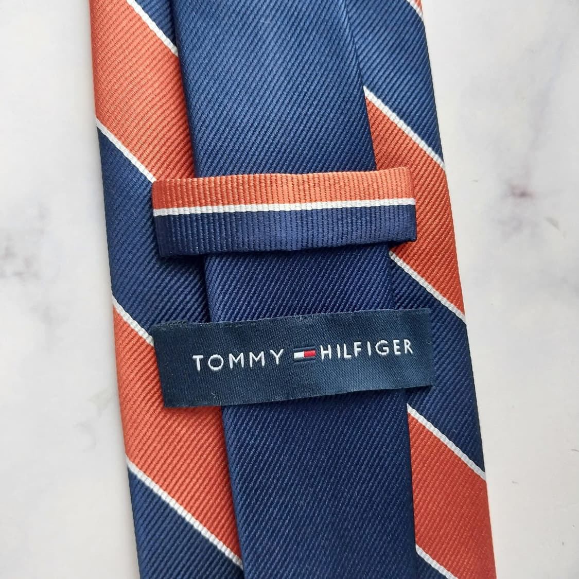 타미 힐피거 실크 네이비 스트라이프 넥타이 8.2cm A+등급 K2035 상품이미지8
